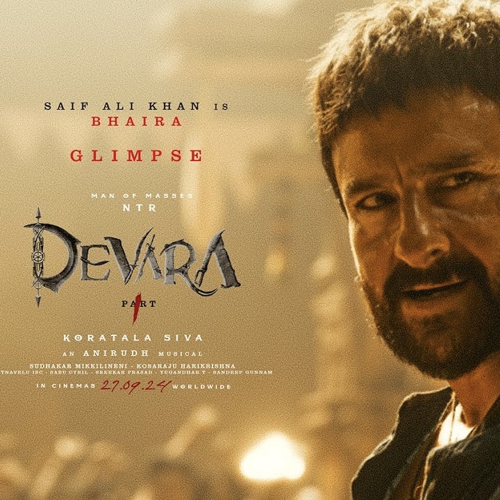 Saif Ali Khan Is Bhaira | Glimpse | Devara Part - 1 | NTR | Janhvi | Koratala Siva | Anirudh | SEP27